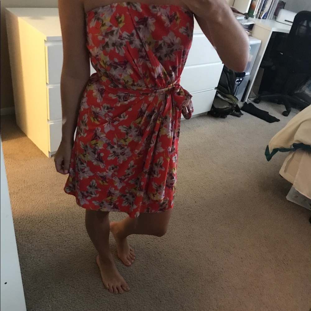 Express strapless floral dress